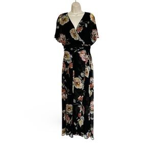 Like New Luxology Black And Floral Sheer Full Length Formal Dress | Size 10